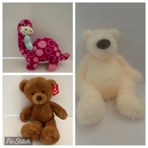 FINAL PRICE NWOT Three bundle stuffed animal toys dinosaur and teddy bears